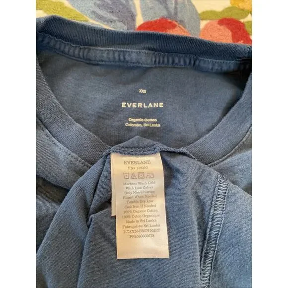 Everlane XXS 100% Organic Cotton Crop Boxy Tee Navy Blue Minimalist Basic - Picture 10 of 10